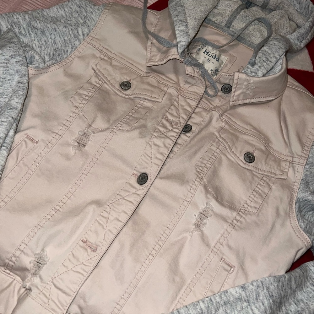 Mudd Pink and Gray hooded jacket